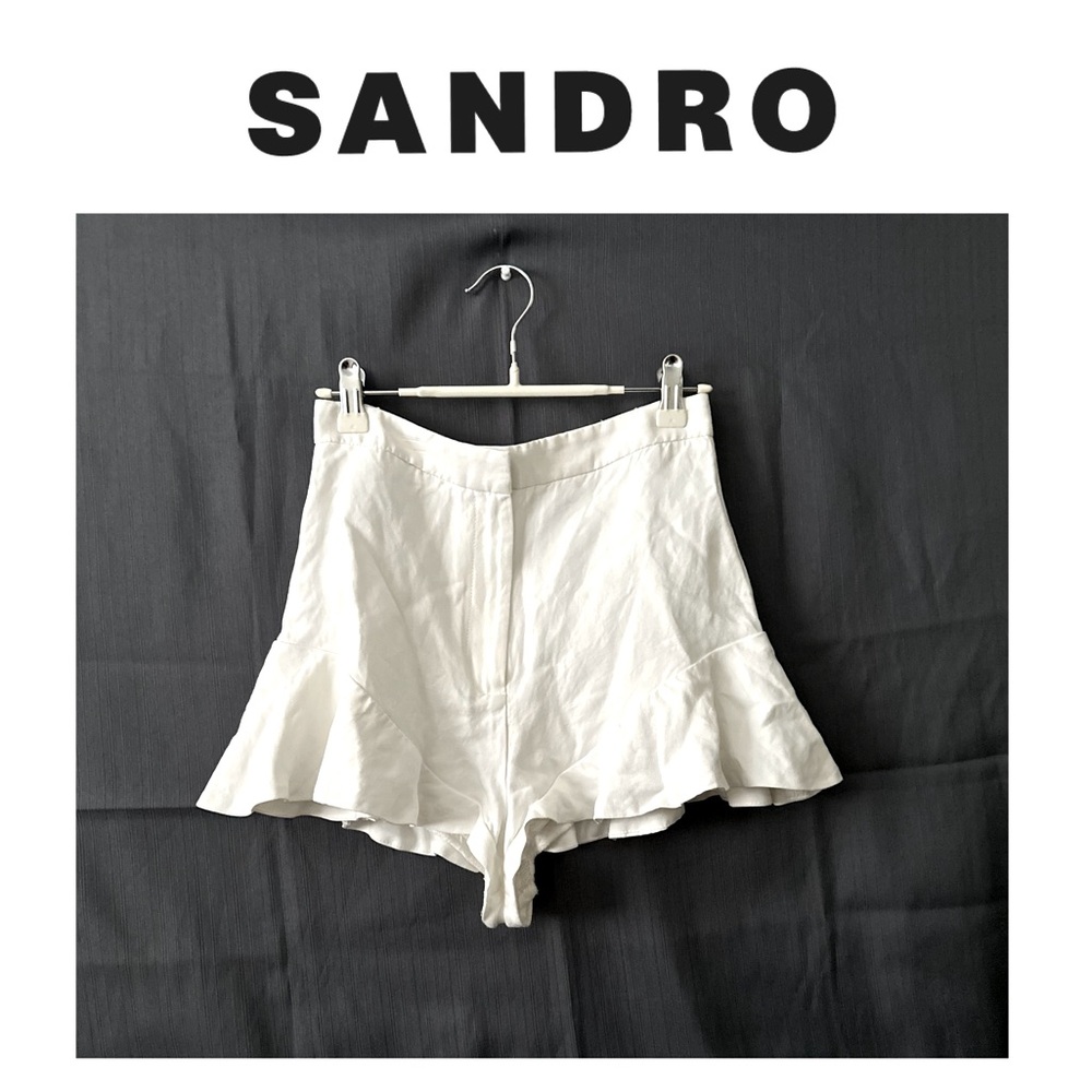 SANDRO white ruffle shorts